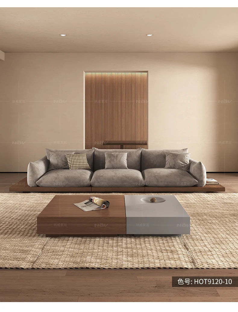 Japanese-style log wabi-sabi wind platform bread fabric sofa living room minimalist creative furniture