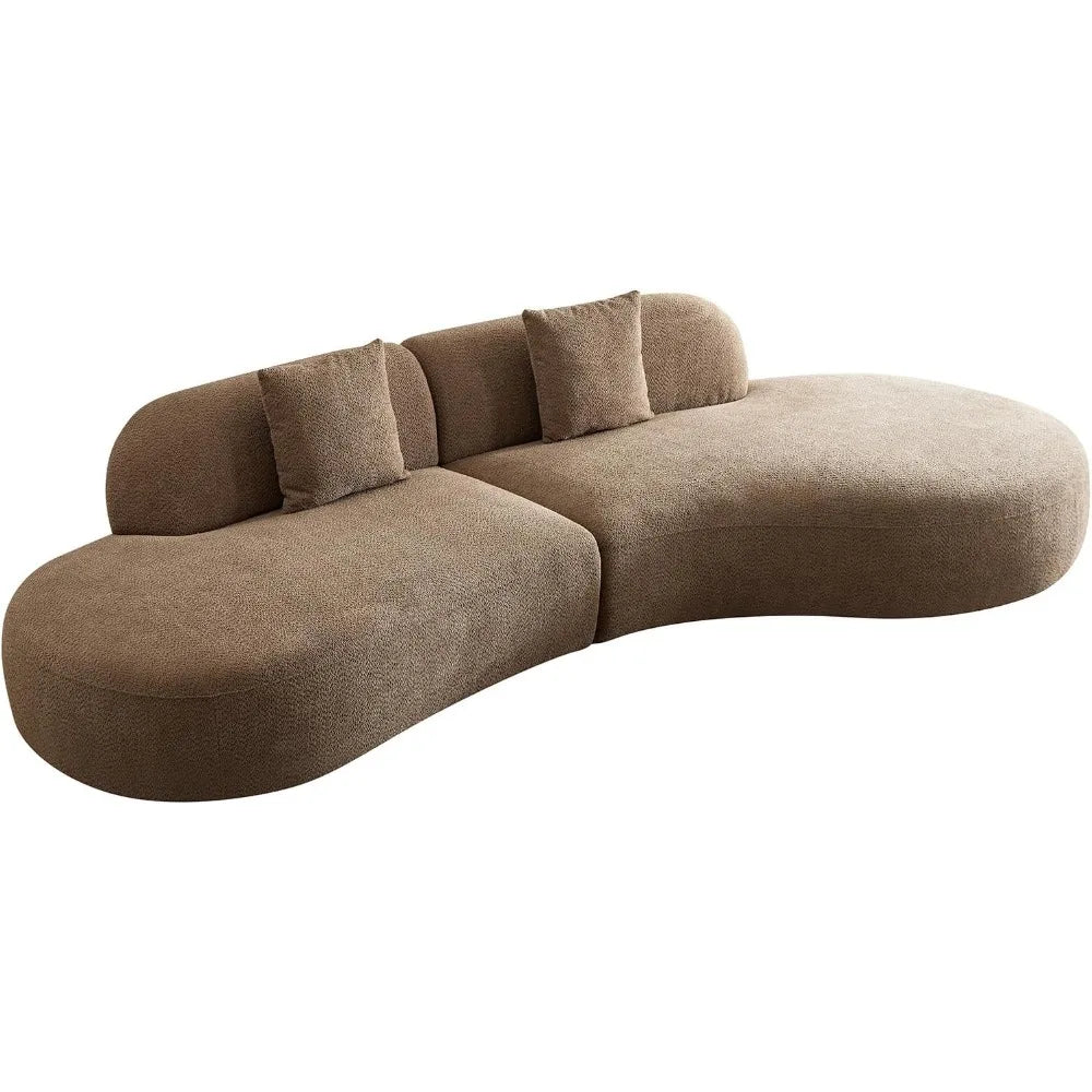 135"Curved Sectional Sofa,Modern Boucle Fabric Upholstered Modular Couch Oversized 6-Seat Sofa for Living Room,Bedroom,Apartment