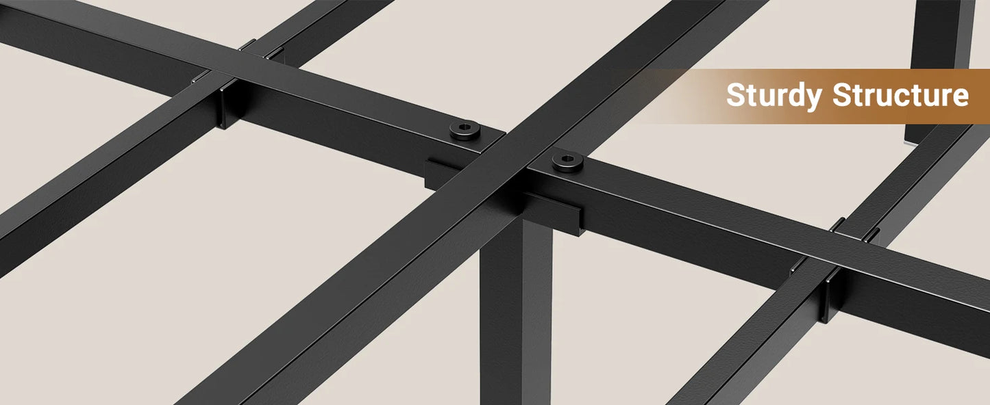 Modern Corner Bed Frame with LED Lights and Charging Station, Double Bed with Storage Space