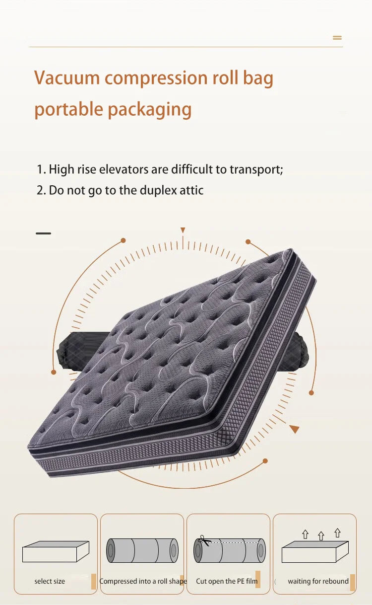 Luxury Hybrid Queen Bed Mattress Breathable Rolled Mattress in a Box Home Furniture for Villa & Hotel