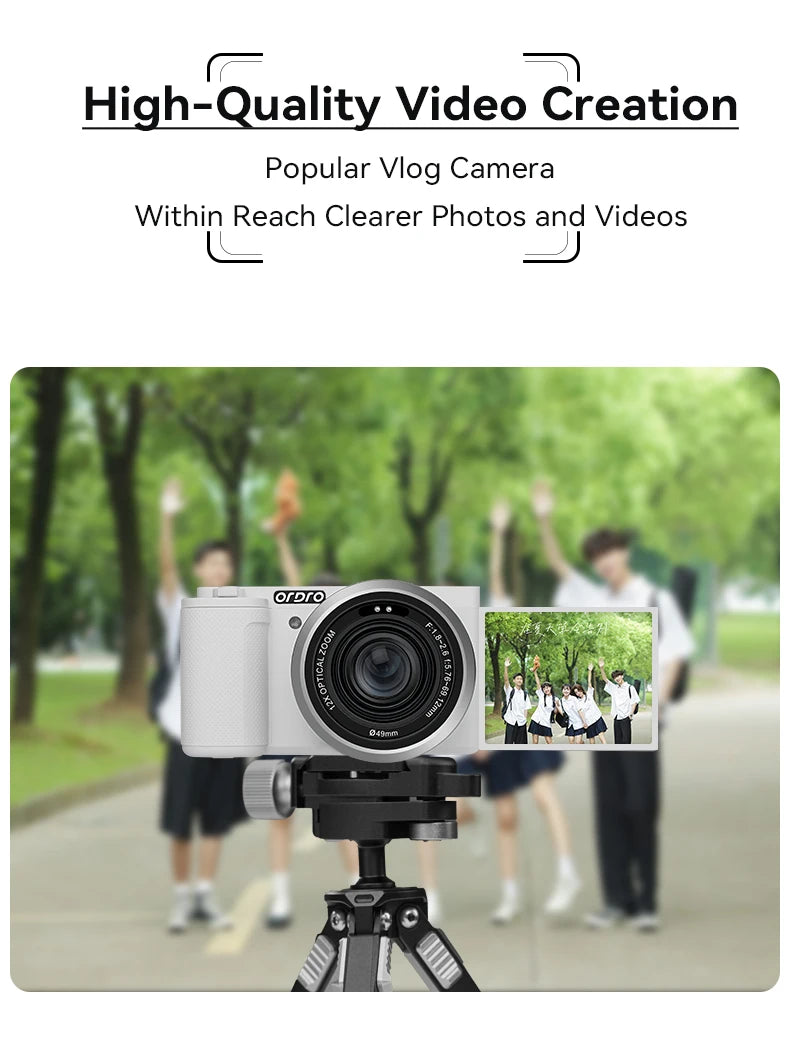 ORDRO G730 Vlog Digital Compact Camera 4K 60FPS IR Night Vision 12X Optical Zoom Auto Manual Focus Video Camcorder Photography