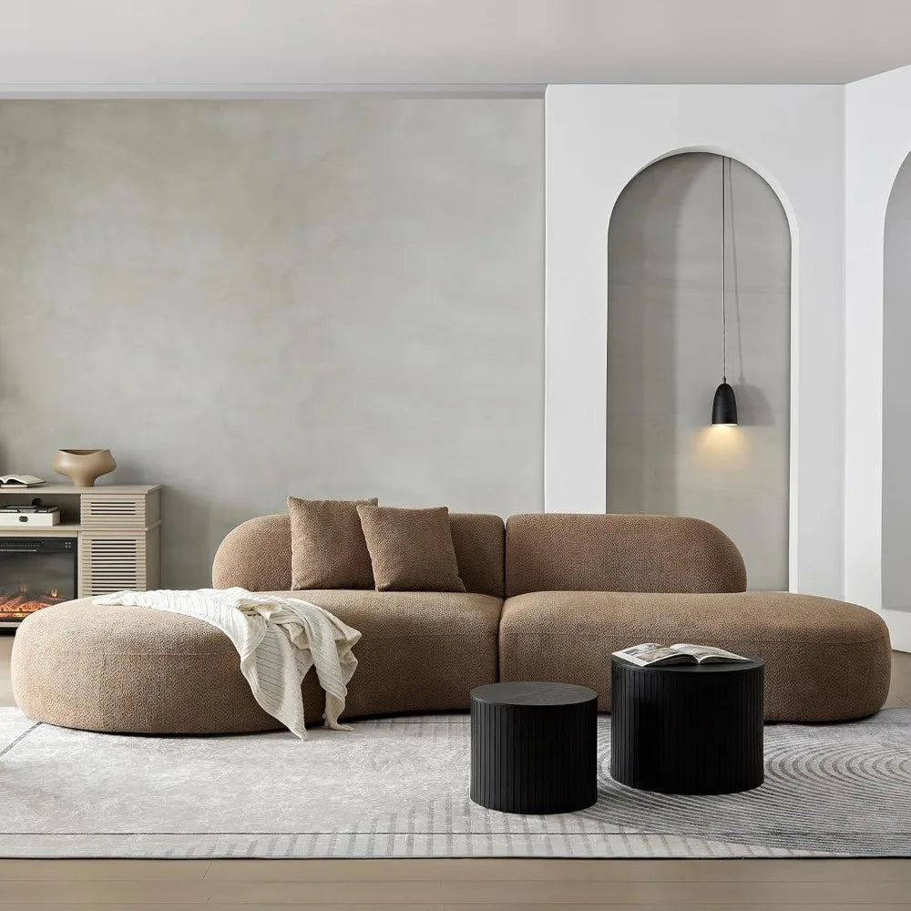 135"Curved Sectional Sofa,Modern Boucle Fabric Upholstered Modular Couch Oversized 6-Seat Sofa for Living Room,Bedroom,Apartment
