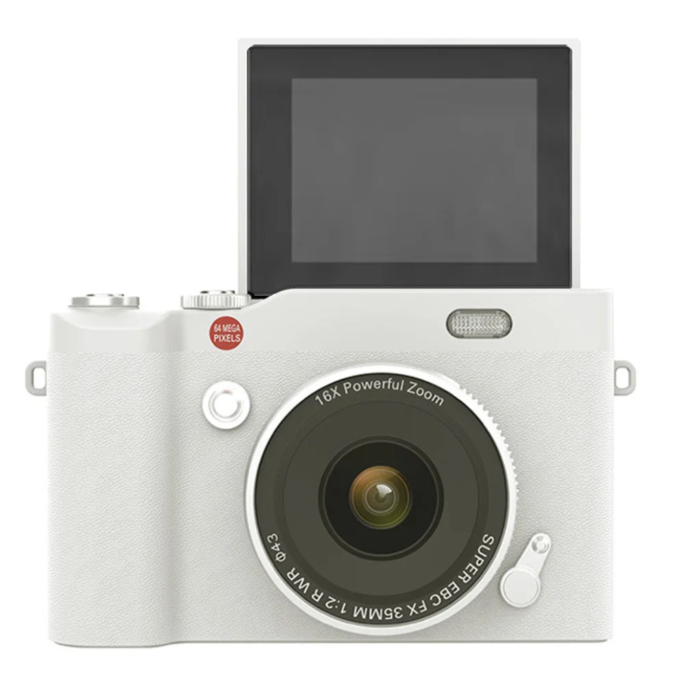 4K Digital Camera 2.4 Inch 16X Digital Zoom CCD Retro Video Recorder 180° Flip Screen Selfile Compact Digital Photography Camera