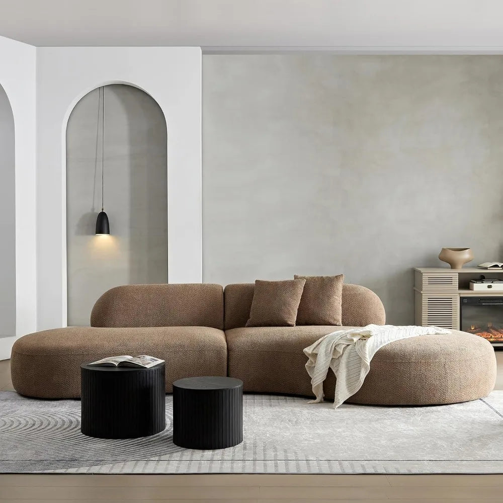 135"Curved Sectional Sofa,Modern Boucle Fabric Upholstered Modular Couch Oversized 6-Seat Sofa for Living Room,Bedroom,Apartment