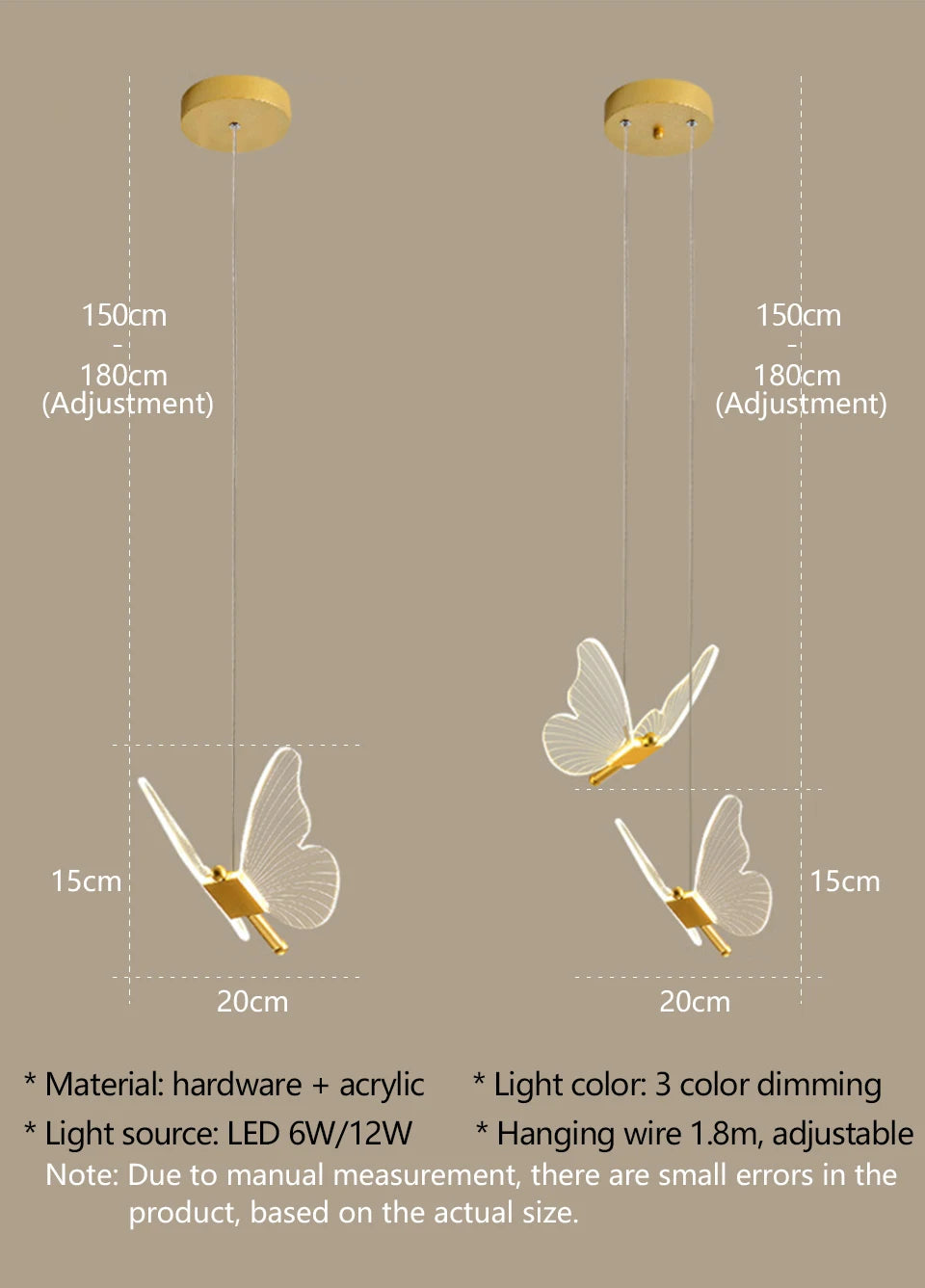 Butterfly Chandelier LED Ceiling Pendant Light Hanging Lamp Dining Living Room For Home Decora Indoor Lighting Bedroom Luminaire