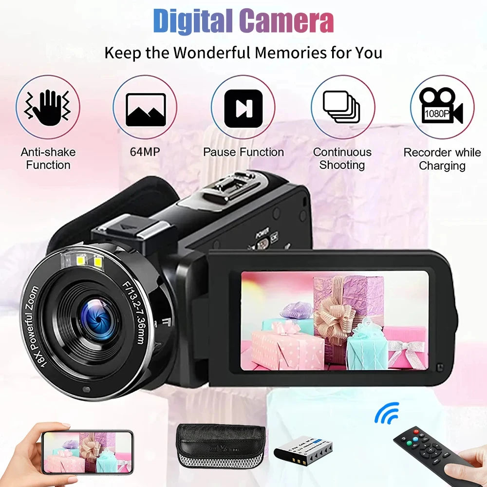 New 5K Ultra HD Digital Camera 60FPS 18X Zoom 3 Inch LCD Touch Screen Ultra HD WIFI Recording Camcorder Portable Digital Camera