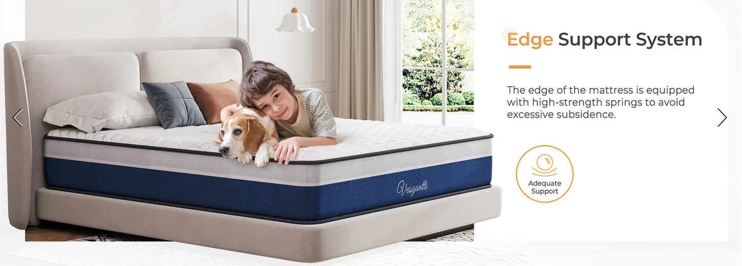 10 Inch Hybrid Mattress with Breathable Memory Foam and Individual Pocket Spring-Medium Firm