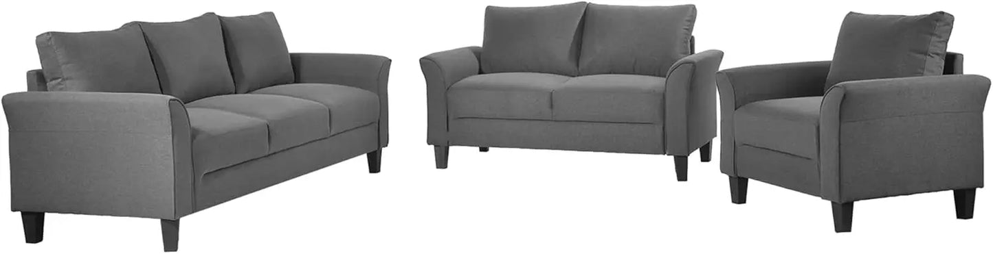 Sectional Sofa Sets, Modern Polyester Blend Sectional Couch Set with Sofa, Loveseat and Armchair, Living Room Furniture Sets