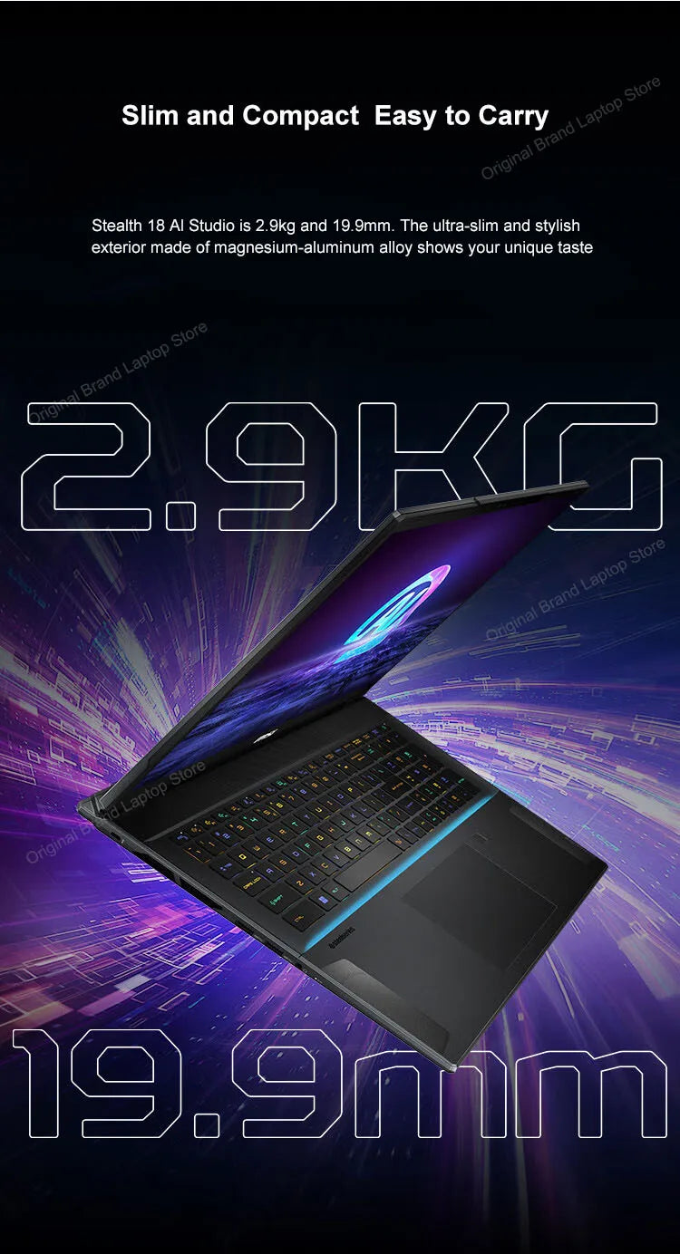 2024 MSI Stealth 18 AI Studio Gaming Laptop 18 Inch 4K UHD 120Hz MiniLED Screen Netbook Ultra 9-185H 32GB 2TB RTX4090 Notebook