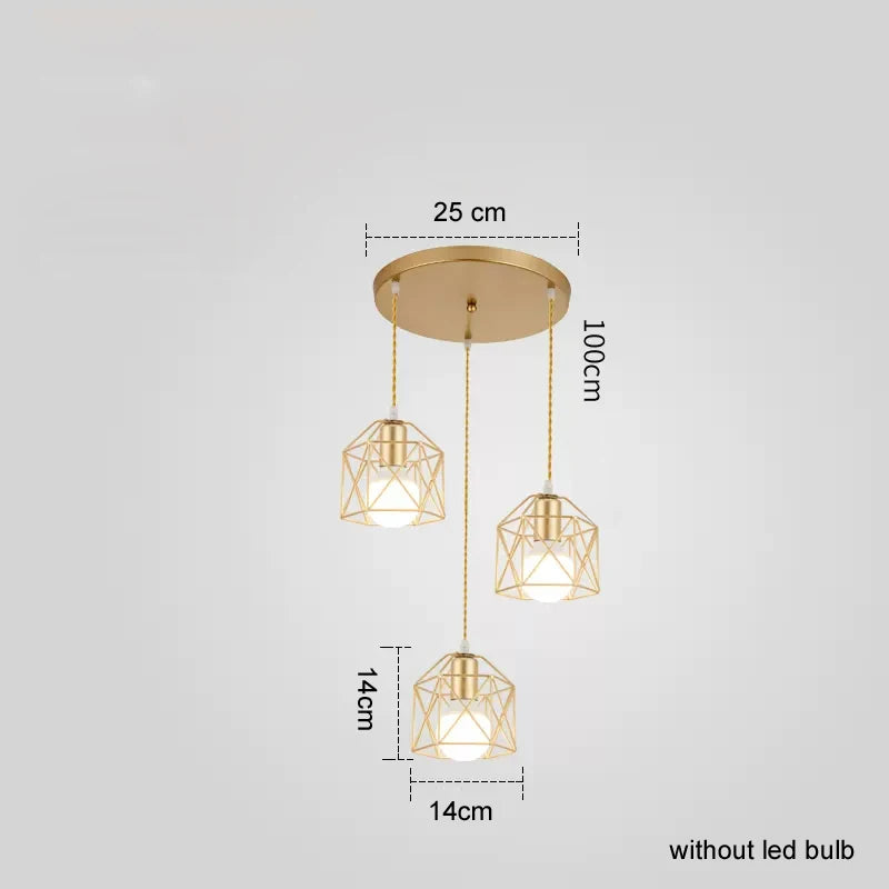 Industrial Pendant Light Adjustable Hanging Lamp for Ceiling Light Fixture Metal Cage Chandelier Lighting for Island Dining Room