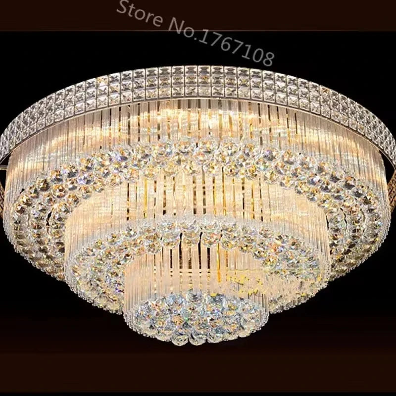 Nordic Modern Golden Round Ring Hanging Light Modern LED Crystal Ceiling Chandelier Lamp For Dinning Living Room Hall Home Decor