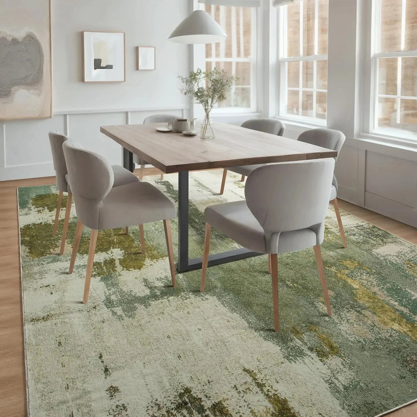 Area Rugs for Living Room, Machine Washable Vintage Rug, Non-Slip Low Pile Throw Rugs with Rubber Backing Washable Carpet