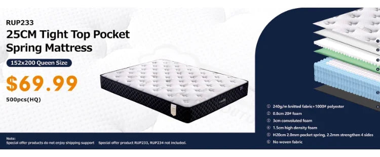 12 Inch Queen Size Memory Foam Mattress 26CM High Density Foam Compress Pocket Spring Mattresses for King Size Bed