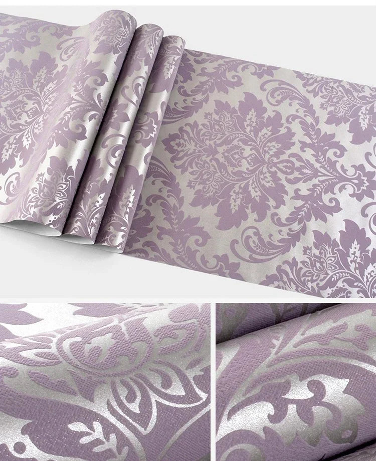 European 3D Relief Embossed Damask Wallpaper Bedroom Living room Background Floral Pattern 3D Textured Wall Paper Home Decor