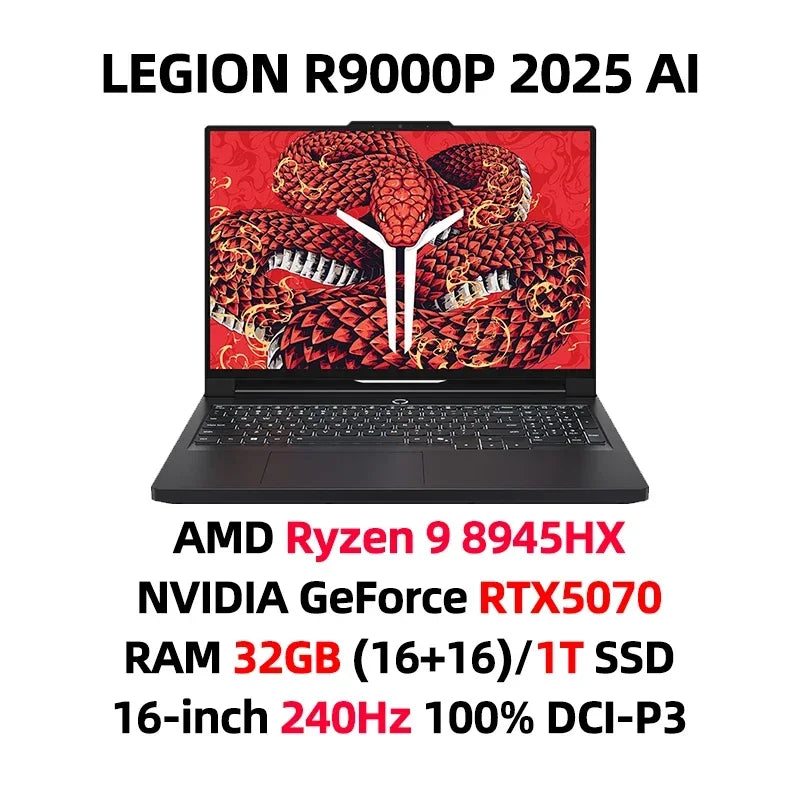 Lenovo 2025 NEW LEGION R9000P Gaming Laptop Ryzen 9 8945HX GeForce RTX 5060/5070 RAM 32GB 1T SSD 16-inch 240Hz Game Notebook PC