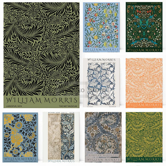 William Morris Vintage Botanical Pattern Poster Fancy Font Layout Prints Canvas Painting Wall Art Pictures Home Room Decoration