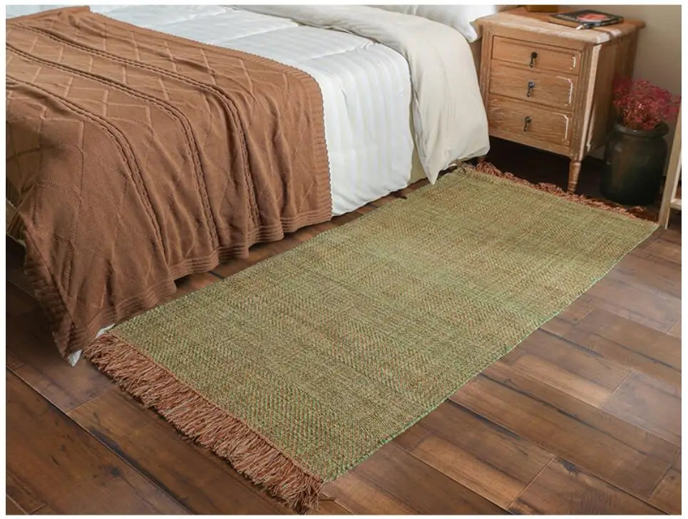 Kilim Cotton Linen Woven Carpets for Living Room Home Bedroom Rug Sofa Coffee Table Bedside Mat Modern Carpet with Tassel Tapis