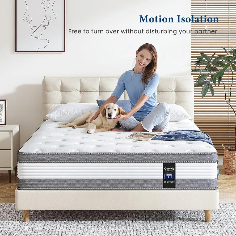 Twin Mattress, 12 Inch Twin Size Hybrid Mattress,Individual Pocket Springs with Memory Foam Layer Provide Cool Sleep