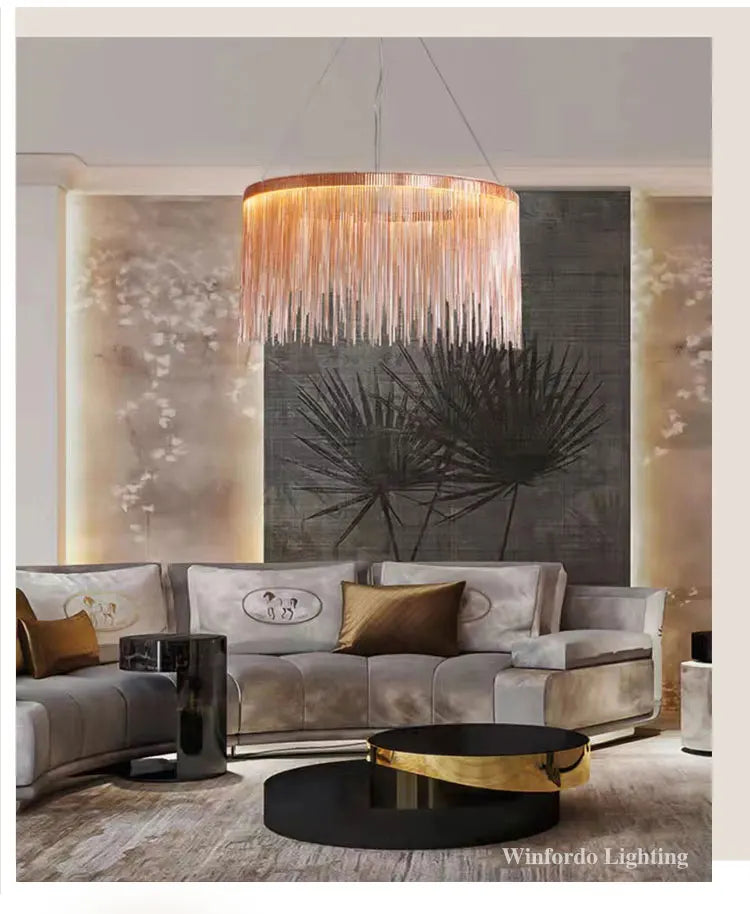 2024 Modern Art Decor Tassel Pendant Lamps Chain Chandelier for Bedroom Living Room Restaurant Lights Winfordo 110V / 220V