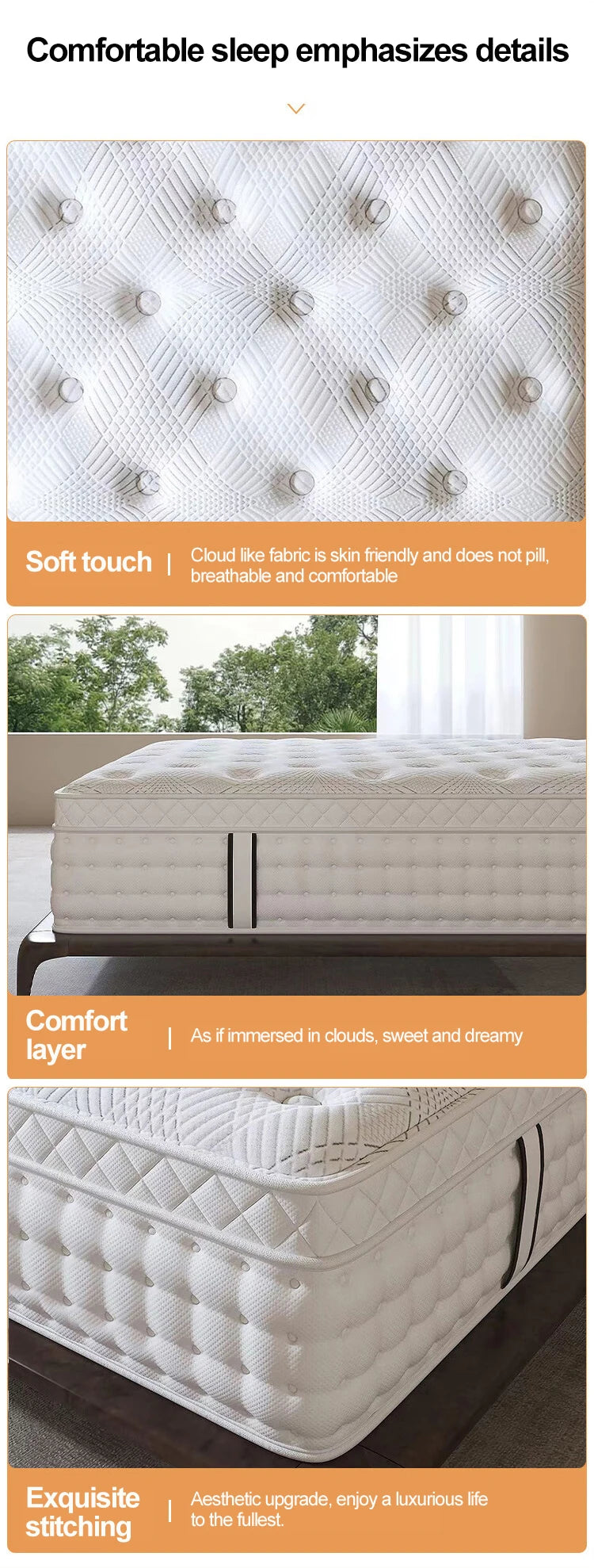 200*220*30CM Luxury Compressed Mattress Roll up in a Box Hotel Spring Mattress for Bed Set of Mattresses Wholesale Suppliers