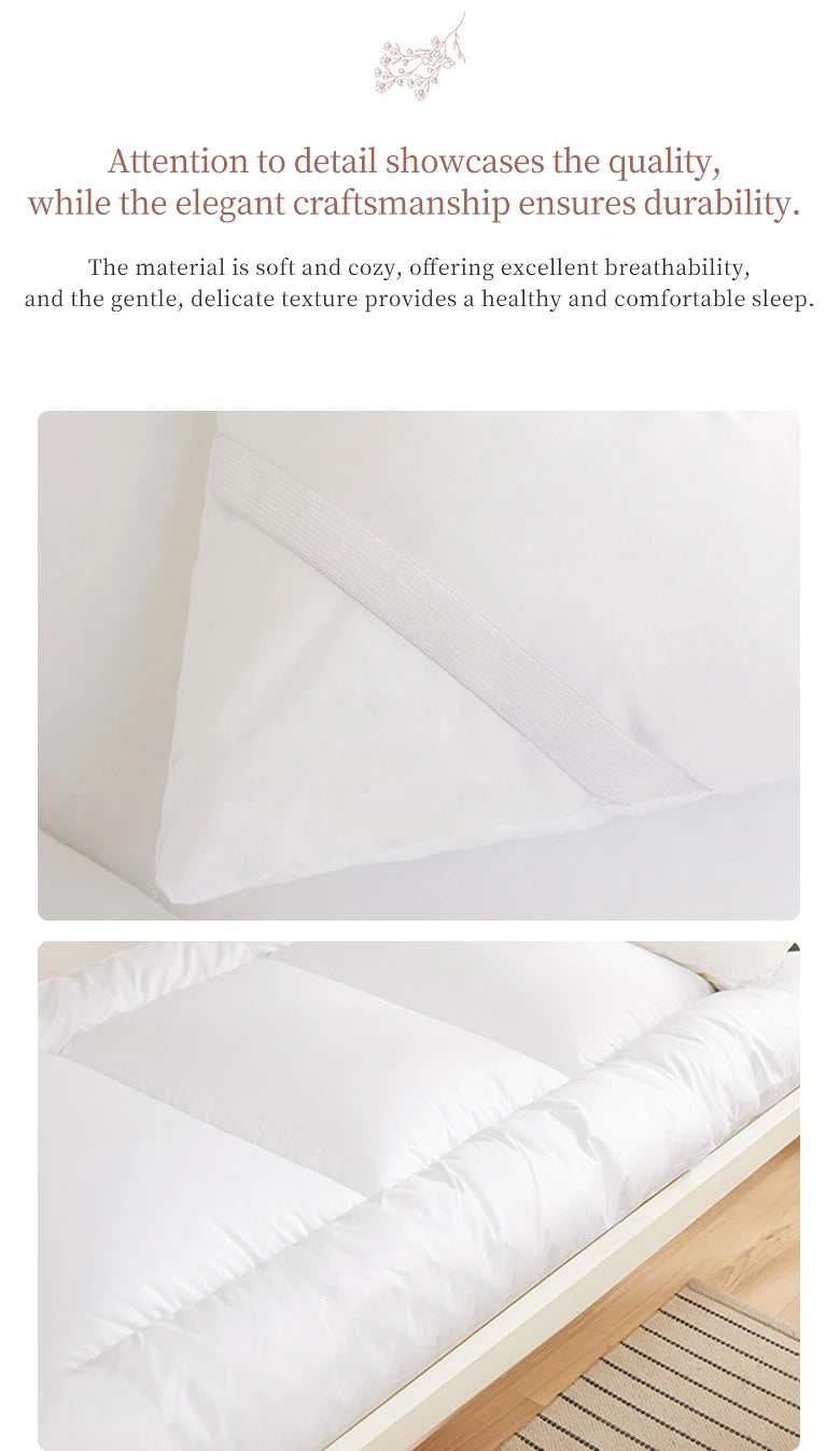 Premium Mattress Topper With Feather Velvet and Brushed Surface for Single/Double Beds Futon Sleeping Mats on the Floor Cover