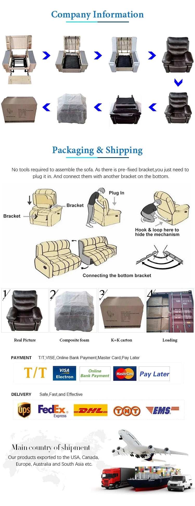 Italian Leather Furniture Set Living Room Electric Motion Sectional Power Recliner Sofa