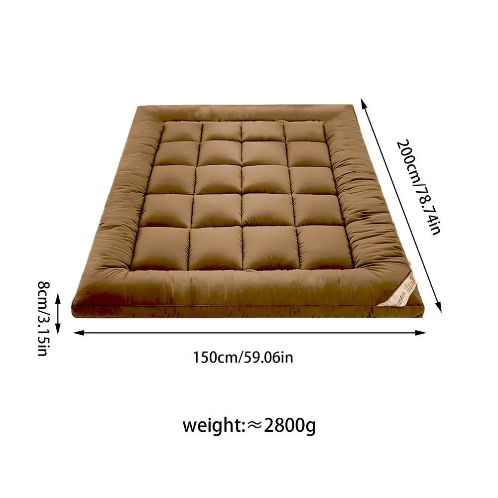 Soft Filling Mattress Pad Soft Down Velvet Tatami Mats Mattress Fluffy and Breathable Relieve Body Stress Soft Cushion Anti-Slip