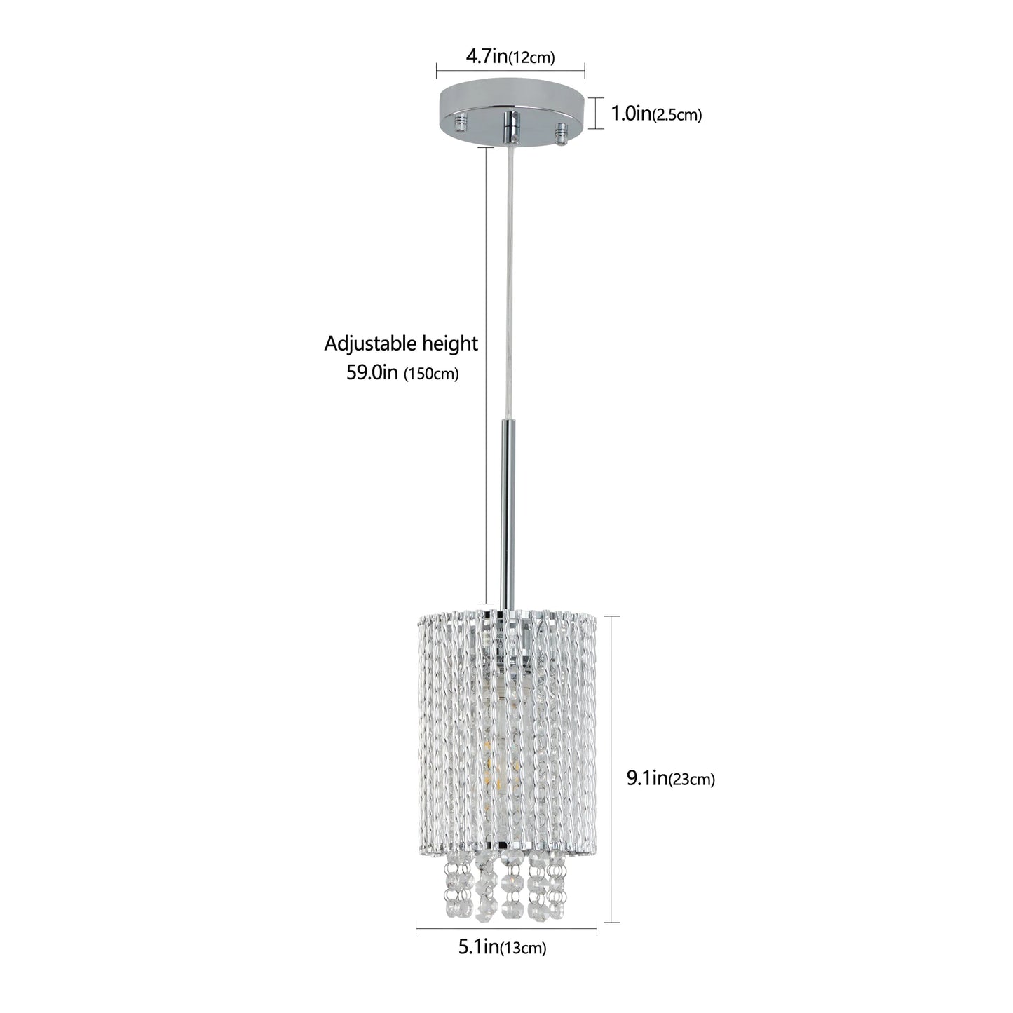 Modern Crystal Pendant Light 3-Pack Adjustable Chrome Hanging Ceiling Fixture with Clear Beads, Elegant Design (No Bulbs)