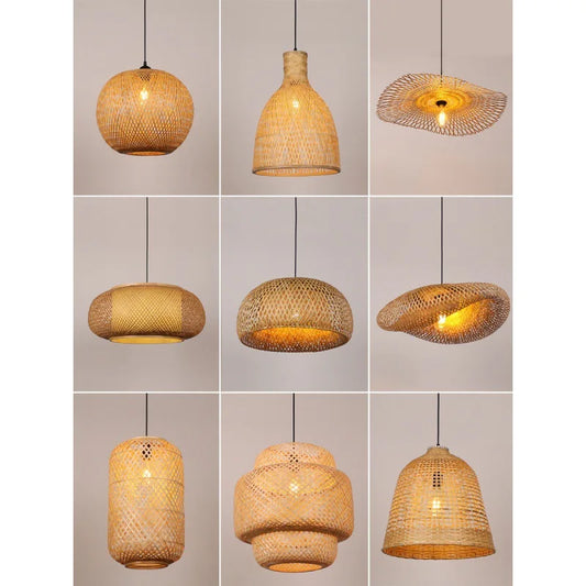 Bamboo Lantern Bamboo Woven Chandelier Chinese Restaurant Tea Room Chandelier Japanese Restaurant Straw Hat Rattan Woven Chandel