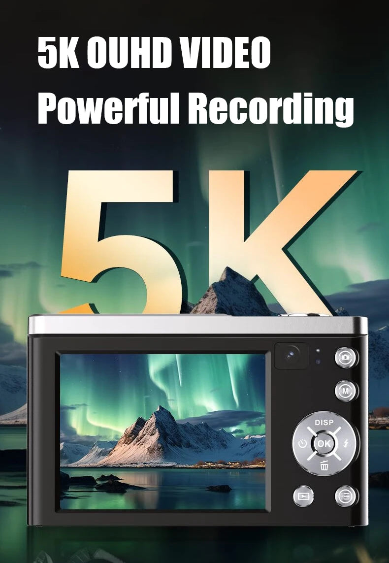 5K Digital Cameras Professional Camcorder 10X Optical Zoom 56MP Front and Rear Camera Ultra Bright Flash Camera Household Camera