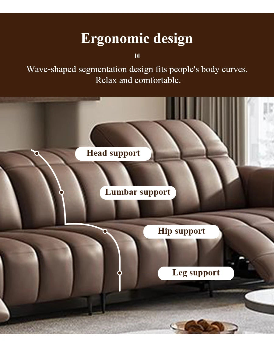 Leather Sofa Electric Recliner Sectional Home Theater Seating Manual Power Reclining Set Genuine Furniture Living Room