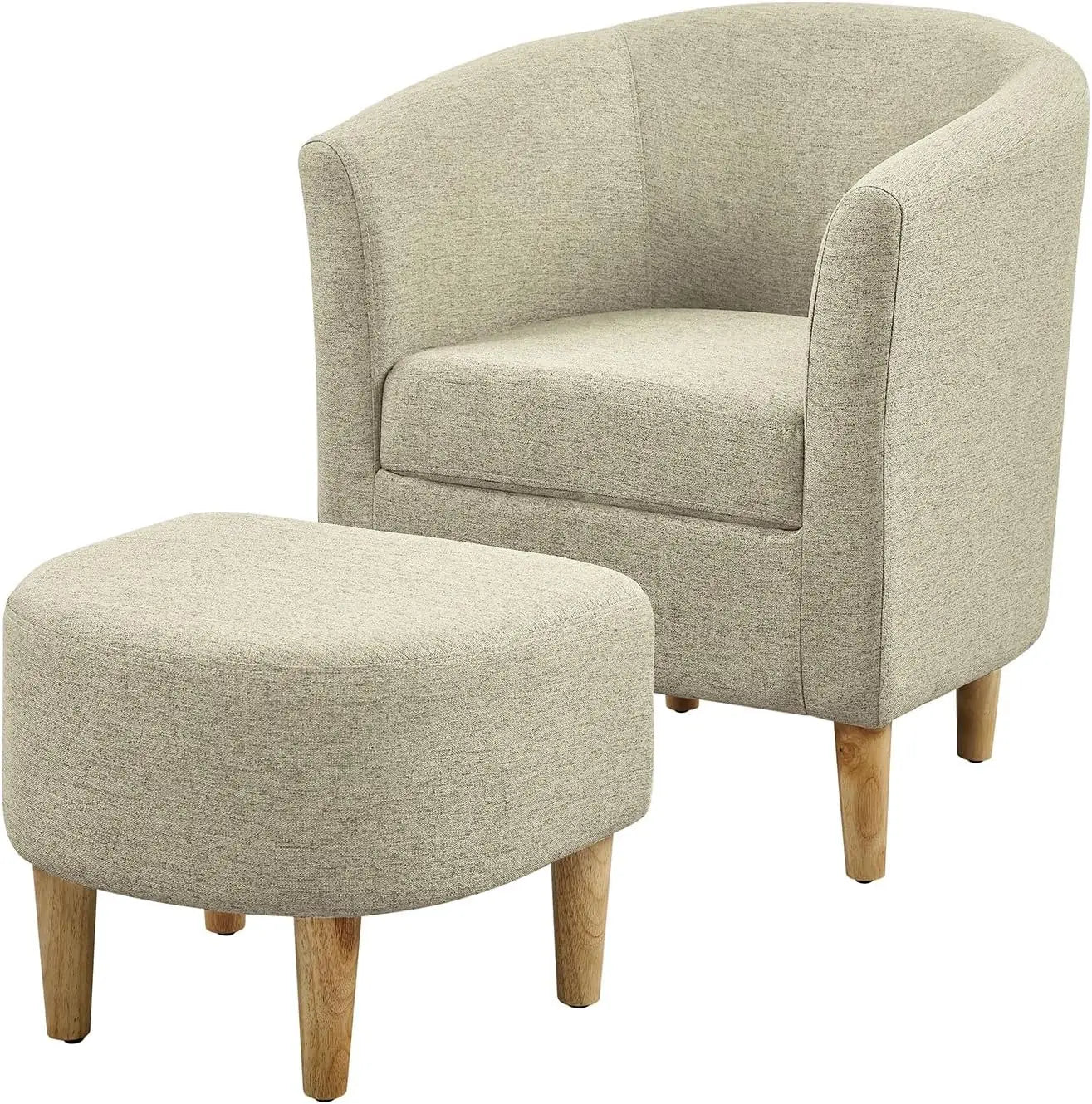 Accent Chair, Sherpa Chair White Fluffy Chair Teddy Barrel Chair with Ottoman Comfy ArmChair Footrest Set