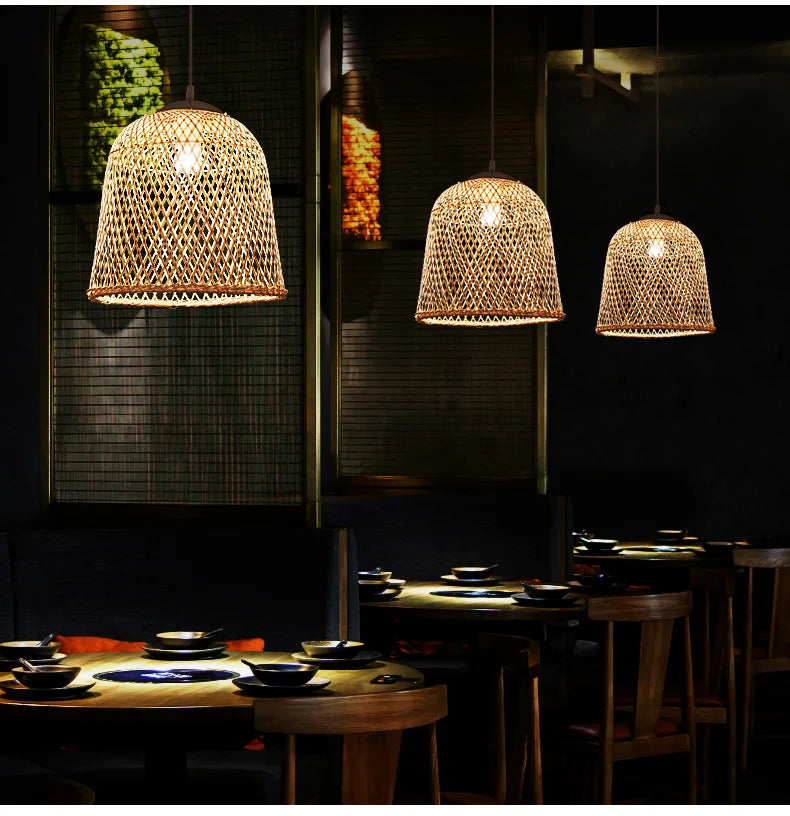 Zen Bamboo Chandelier New Chinese Lantern Hotel Chinese Style Restaurant Restaurant Bamboo Artwork Duplex Staircase Long Chandel