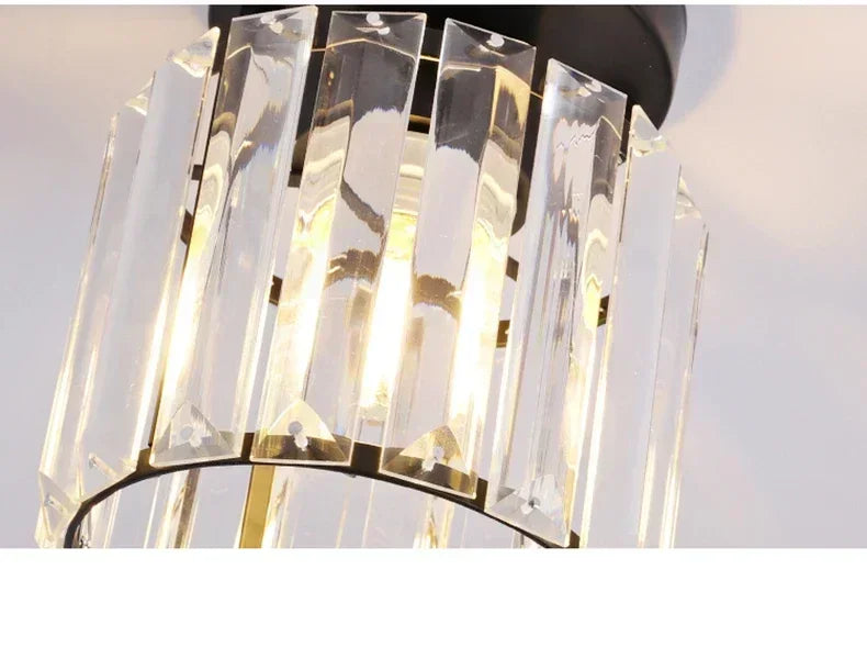 Modern Chandelier Crystal Ceiling Light Semi Flush Mount Ceiling Lighting Fixture Entrance Balcony Indoor Hang Lamp Lighting