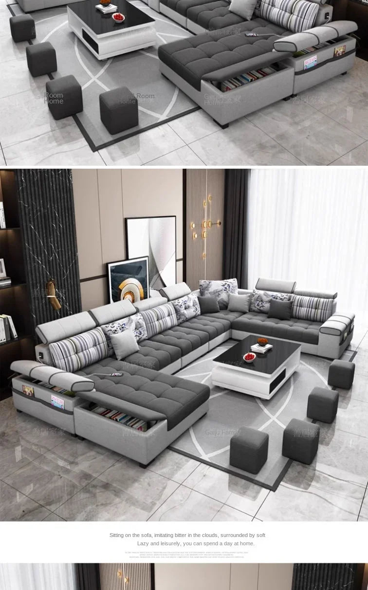 Gray Large Wood Sofas Filler Waterproof Design Lazy Lounges Puffs Couch Salon Recliner Luxury Canape Salon Furniture Home