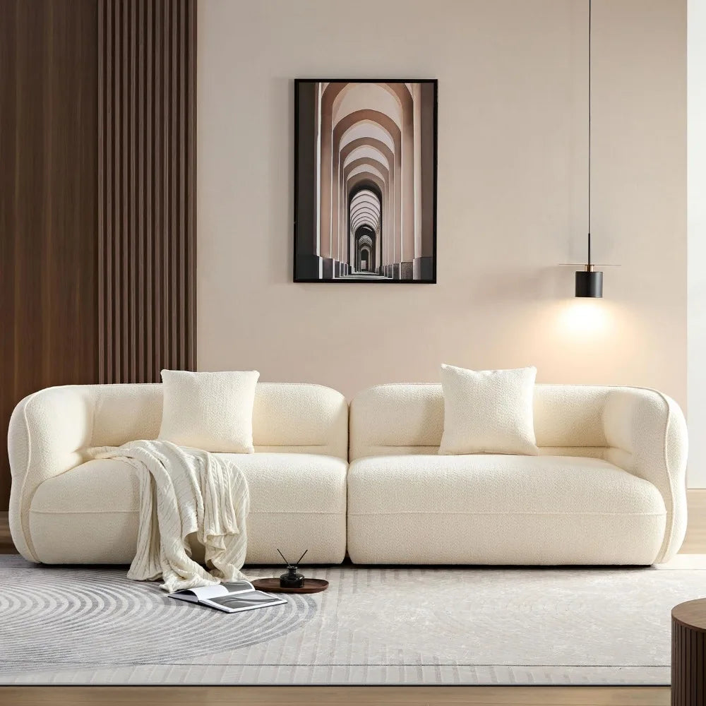 135"Curved Sectional Sofa,Modern Boucle Fabric Upholstered Modular Couch Oversized 6-Seat Sofa for Living Room,Bedroom,Apartment