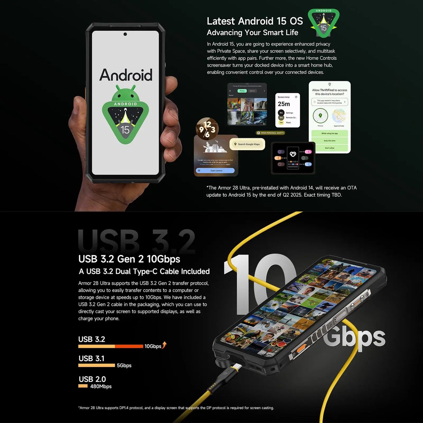 Ulefone Armor 28 Ultra Rugged Smartphone 5G 16GB+1TB Thermal Version 6.67'' 10600mAh 120W 50MP Rear Camera Android 14 NFC