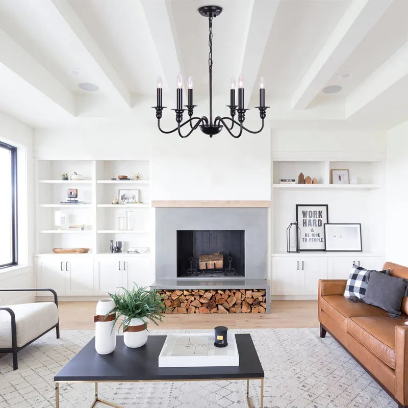 Retro Loft Living Room Chandelier Lighting E14 Vintage American Style Black/Gold Ceiling Chandelier Household Dining Room Light