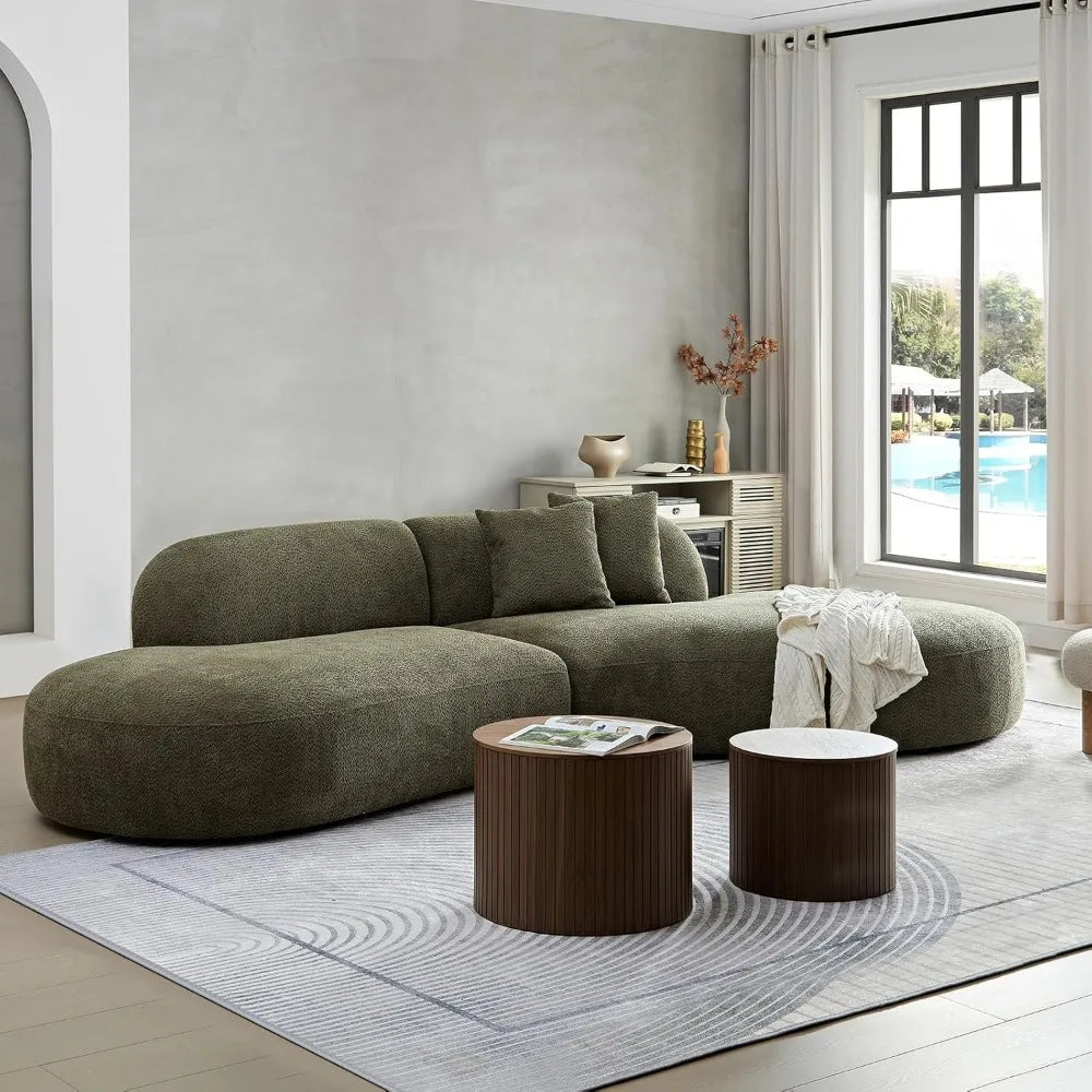 135"Curved Sectional Sofa,Modern Boucle Fabric Upholstered Modular Couch Oversized 6-Seat Sofa for Living Room,Bedroom,Apartment