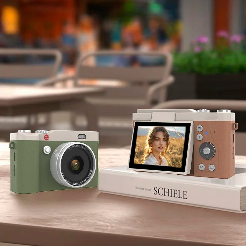 4K Digital Camera 2.4 Inch 16X Digital Zoom CCD Retro Video Recorder 180° Flip Screen Selfile Compact Digital Photography Camera