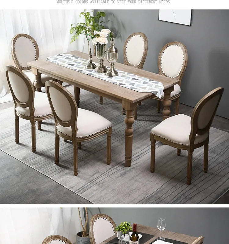 Retro Rattan Dining Chair Solid Wood French Chair Mobile Cafe Floor Modern American Country Leisure Chairs Home Furnitures