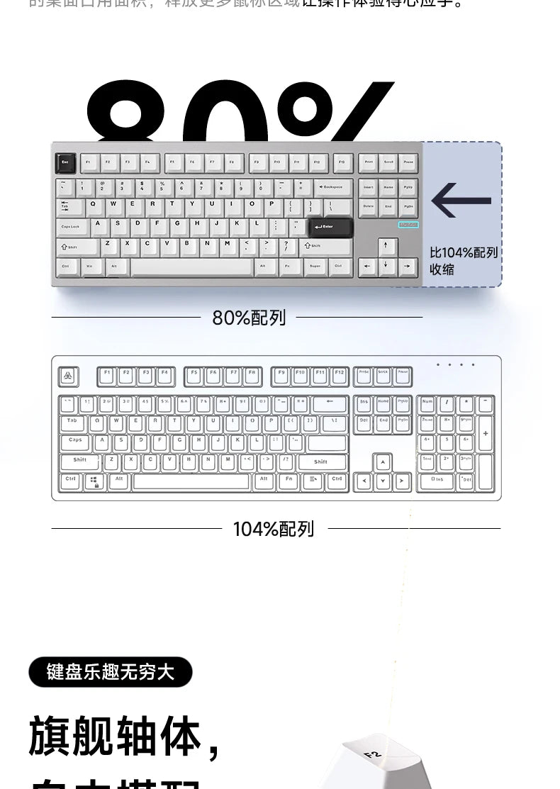 MCHOSE GX87V2 Mechanical Keyboard Wireless Tri-mode Hot-Swap GASKET RGB Quick Release Custom CNC Aluminum Office Gaming Keyboard