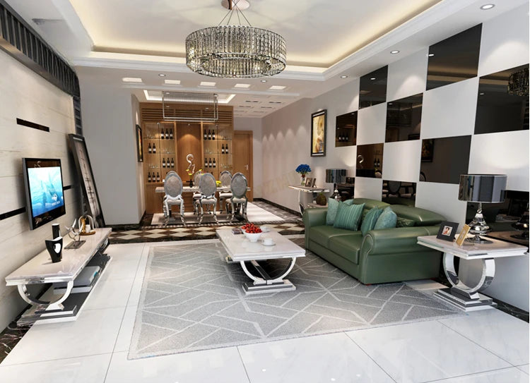 Modern Home Dining Room Furniture Dinning Room Table Luxury Stainless Steel Marble Dining Tables