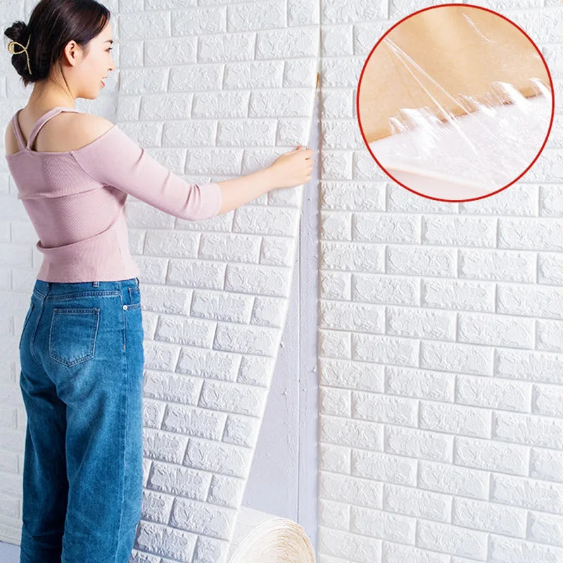 70cmx1/5/10m 3D Wallpaper Decoration Self-adhesive Antique Foam Brick Wallpaper Living Room Bedroom Waterproof 3d Wall Sticker