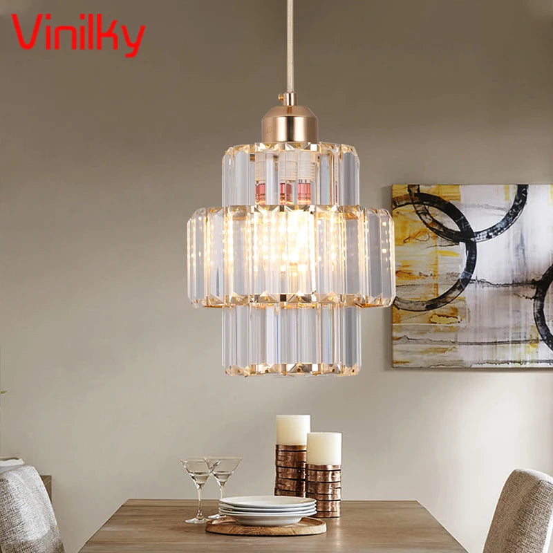 K9 Crystal Pendant Light Indoor Dining Room Nordic Modern Ceiling Chandelier for Bedroom Decoration Led Adjust Lighting Fixtures