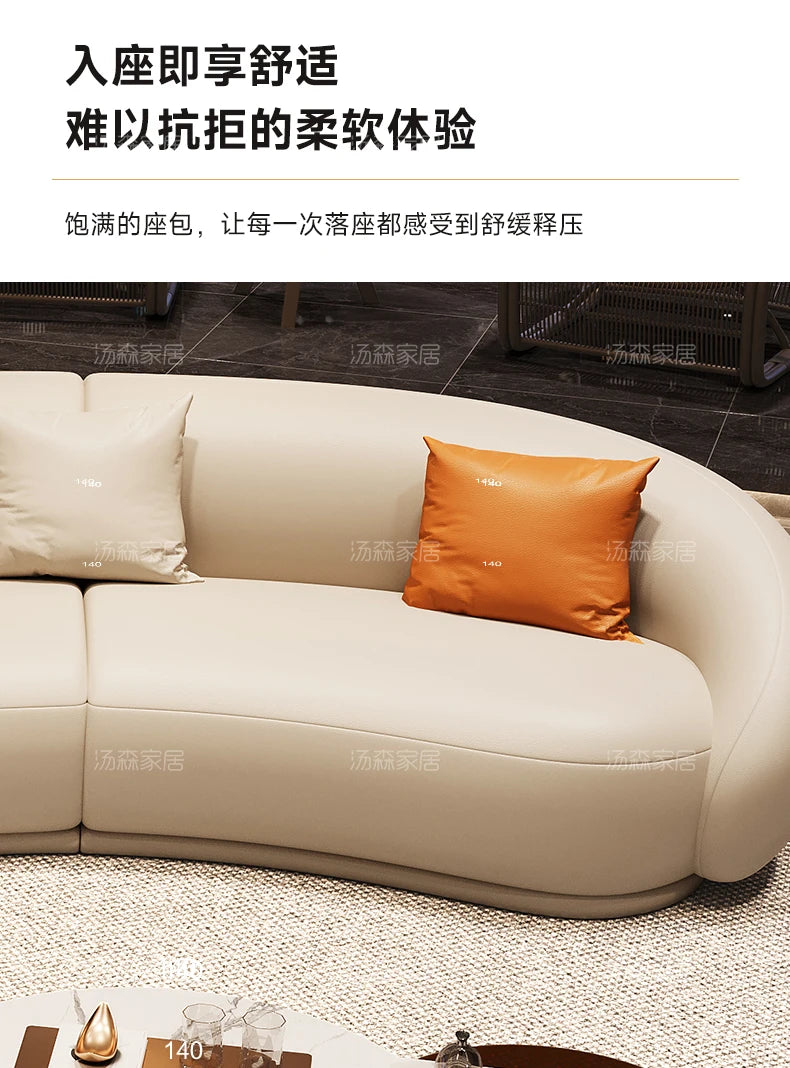 Curved Luxury Couches Unique Vintage Comfortable Italian Modern Puffs Sofa Leather Solid Wood Divano Letto Living Room Furniture