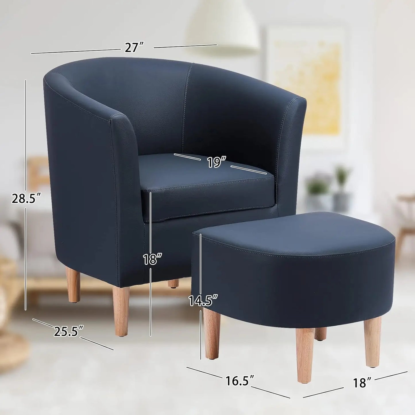 Accent Chair, Sherpa Chair White Fluffy Chair Teddy Barrel Chair with Ottoman Comfy ArmChair Footrest Set