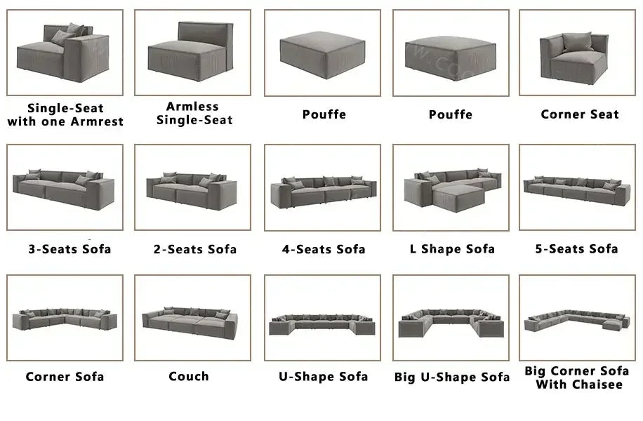 Modern KD Assembly Corner Sofa Modular Couch Fabric Gray Living Room Furniture Sectional Sofa Set sofa set living room furniture