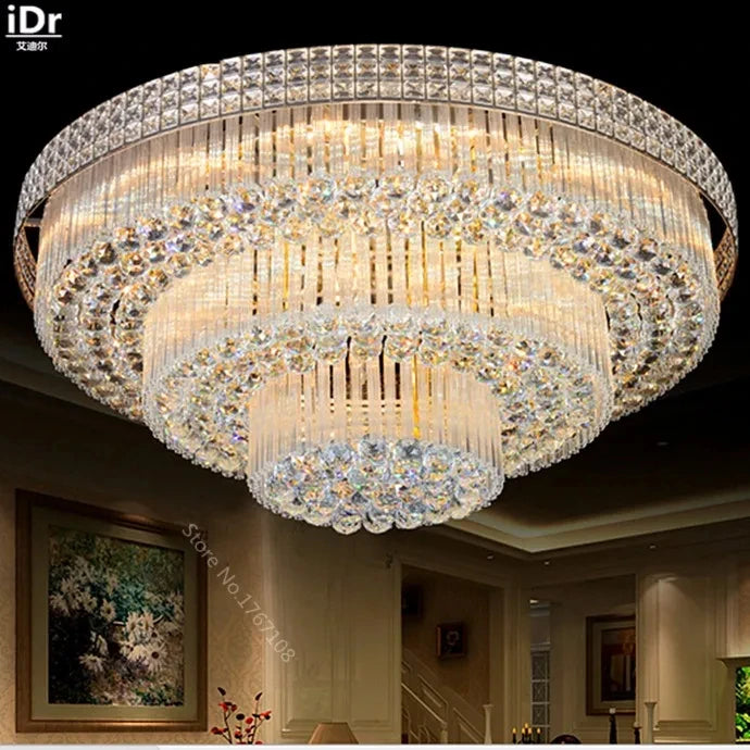 Nordic Modern Golden Round Ring Hanging Light Modern LED Crystal Ceiling Chandelier Lamp For Dinning Living Room Hall Home Decor