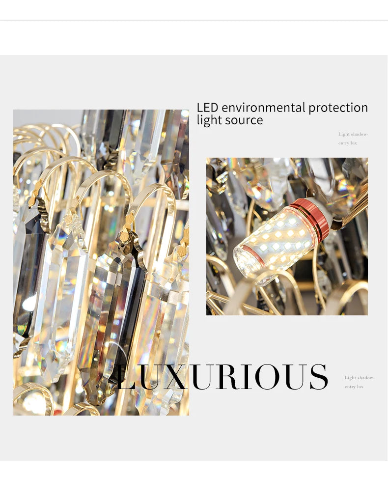 Designer LED Light Luxury Villa Main Hall Crystal Chandelier Luxury Hotel Restaurant Sales Office Custom Lights Pendant lights
